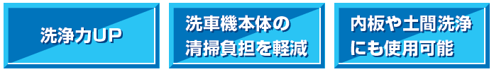 洗浄力UP 洗車機本体の清掃負担を軽減 内板や土間洗浄にも使用可能